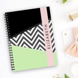 Agenda Gray Zigzag, Gray Chevron, Mint, Su Nombre