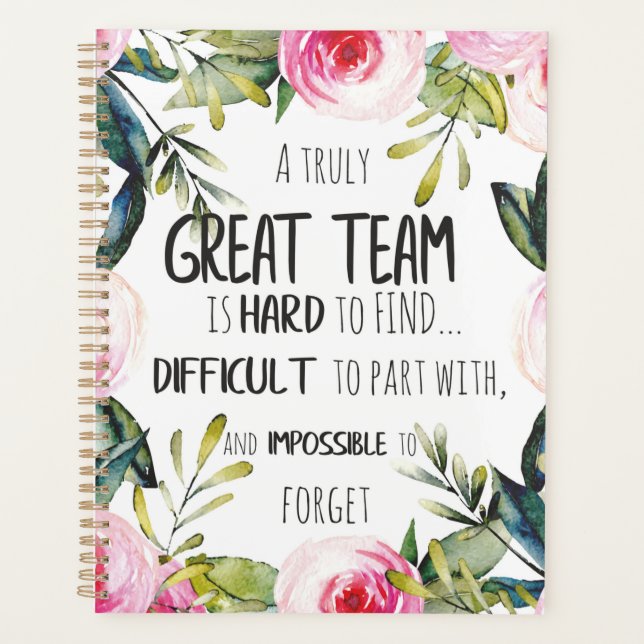 Agenda Great Team thank you gift Amazing team quote (Anverso)