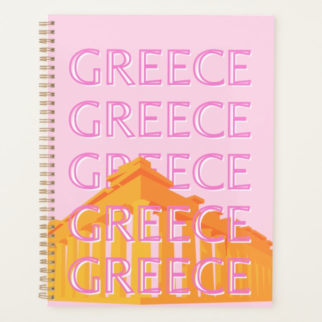 Agenda Grecia, arte de viajes, rosa (Anverso)
