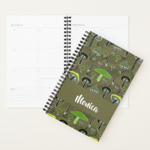 Agenda Green and black mushrooms pattern