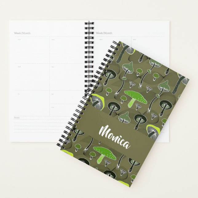 Agenda Green and black mushrooms pattern (Demostración)