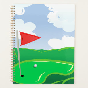 Agenda Green de Golf con Bandera Roja y Bola