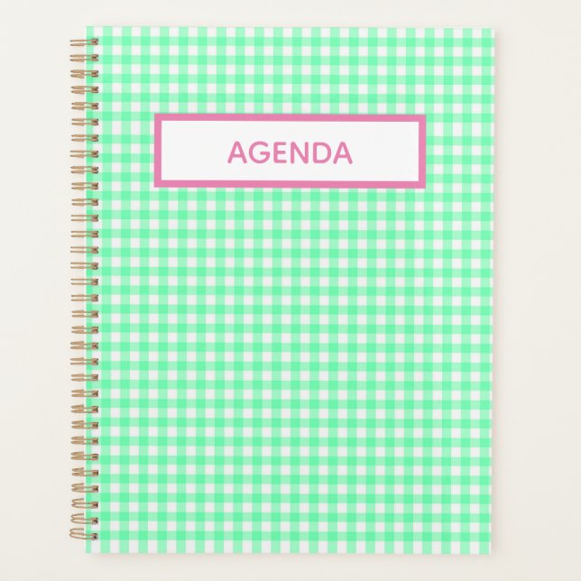 Agenda Green Gingham Planner (Anverso)