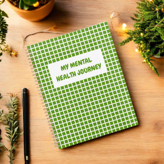 Agenda Green Plaid Gingham Planner Cita sobre salud menta