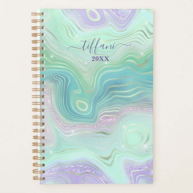 Agenda Green Purple Pink Teal Iridiescent Agate Planner (Anverso)