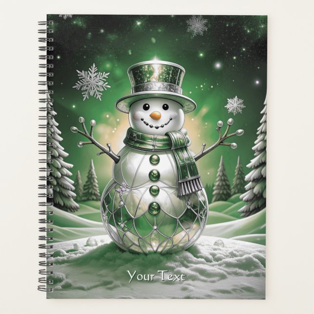 Agenda Green Snowman Snowflakes Holiday (Anverso)