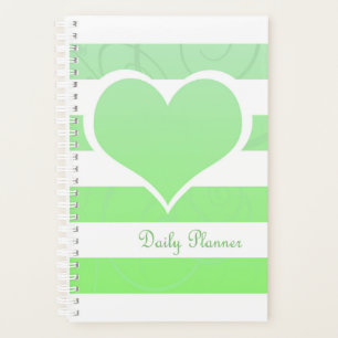 Agenda Green Stripes Pastel Heart Daily