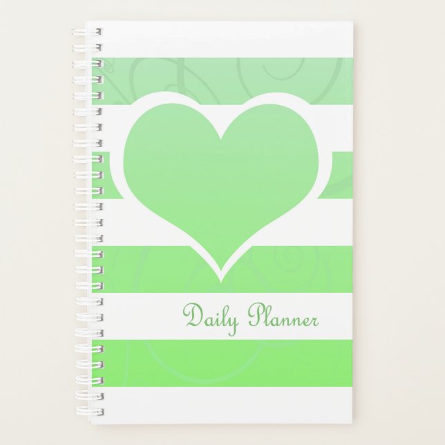 Agenda Green Stripes Pastel Heart Daily (Anverso)