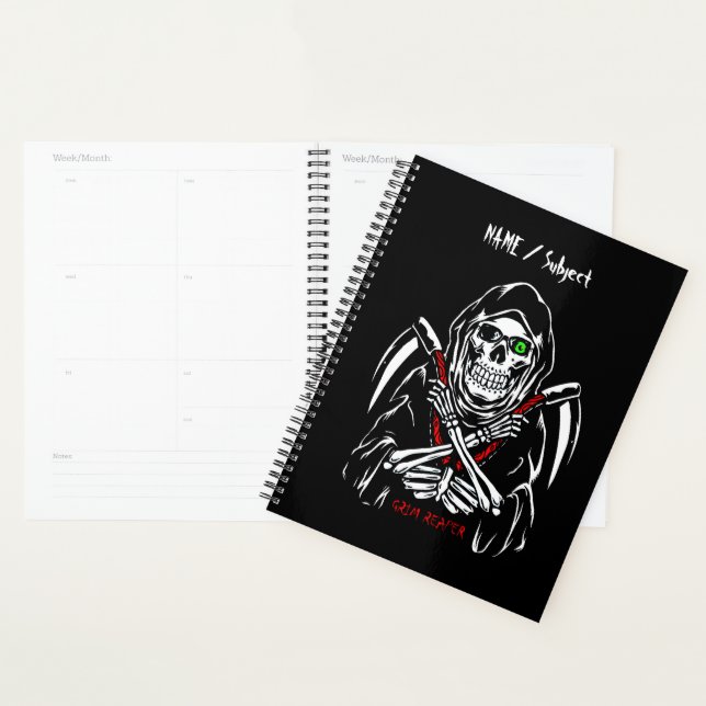 Agenda Grim Reaper Scythe Death Skeleton Bones Halloween (Demostración)