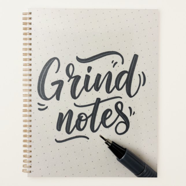 Agenda Grind Notes Journal - Diseño de estilo manuscrito (Anverso)
