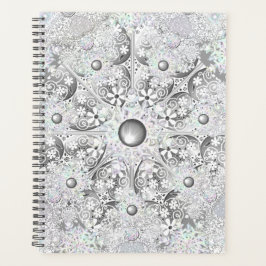 Agenda Gris de encaje cerámico y copo de nieve