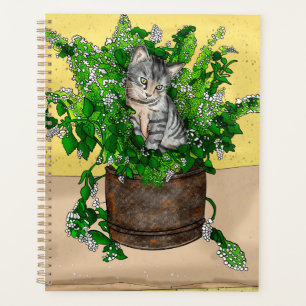 Agenda Gris Gatito en el cubo de la basura