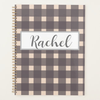 Agenda Gris rosa Gingham personalizado