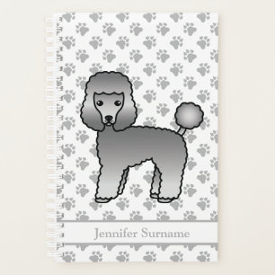 Agenda Gris Toy Poodle Cartoon Perro y texto