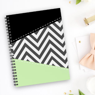 Agenda Gris Zigzag, Gris Chevron, Zigzag Pattern, Mint