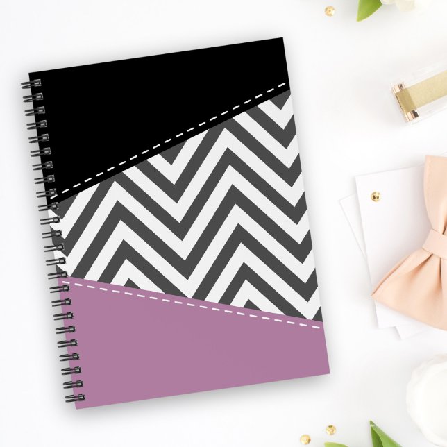 Agenda Gris Zigzag, Gris Chevron, Zigzag Pattern, Púrpura (Subido por el creador)