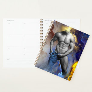 Agenda Grito de la figura muscular masculina en escala de