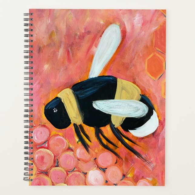 Agenda Groovy Bee and Pink Flowers Bella Artes (Anverso)