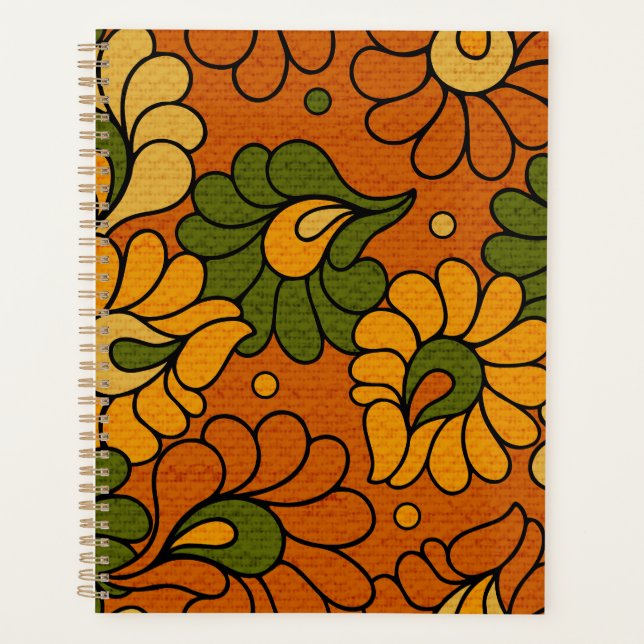 Agenda Groovy Bloom - Retro Floral 1970s Planner (Anverso)