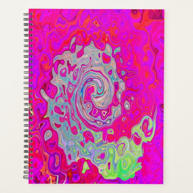 Agenda Groovy Resumen Verde azulado Azul y Rojo Swirl (Anverso)