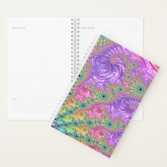 Agenda Groovy Trippy Boho Jewel Tone Rainbow Fractal (Demostración)