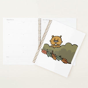 Agenda Groundhog Peeking A Través De Bushes De Otoño