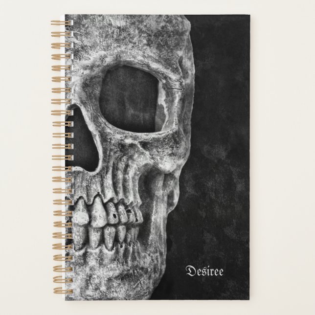 Agenda Grunge Blanco Y Negro De Guay De Media Calavera Gó (Anverso)