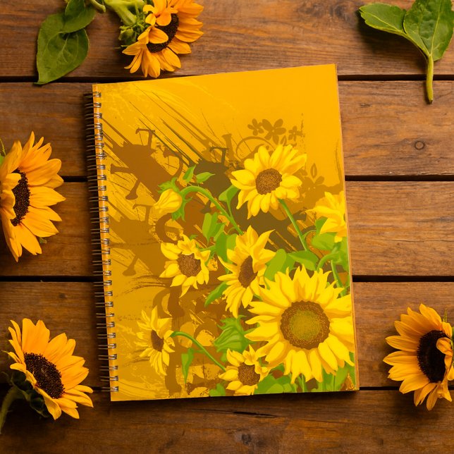 Agenda Grunge Sunflower Art Negrita Floral Rústica Amaril (Subido por el creador)