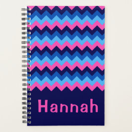 Agenda Guay Blue Pink Chevron Monograma Pequeño Planifica