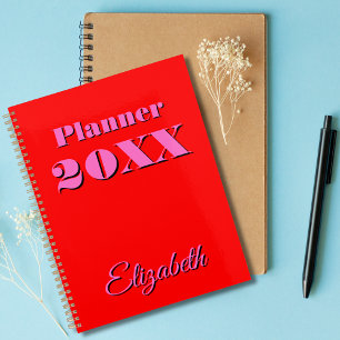 Agenda Guay Neon Red Pink Weekly y Mensual 2025