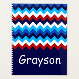 Agenda Guay Red Blue Chevrons Monograma Planner