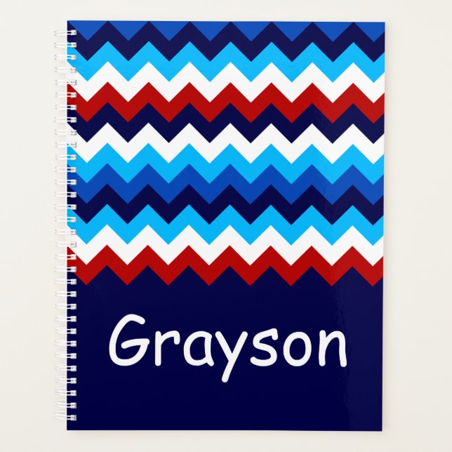 Agenda Guay Red Blue Chevrons Monograma Planner (Anverso)