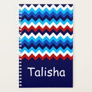 Agenda Guay Red White Blue Chevron Monograma Pequeño Plan