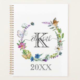 Agenda Guion Caligrafía Mariposas Flores Monograma