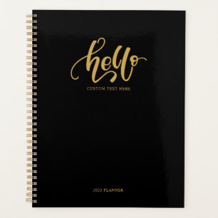 Agenda Guión de caligrafía de oro y negro de estilo