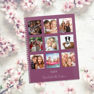 Agenda Guión de nombre de ciruela de collage de fotos de 
