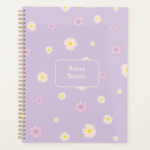 Agenda Guión del patrón floral rosa morado amarillo