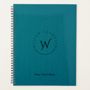 Agenda Guión elegante de línea azul rústico monogramad