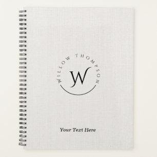 Agenda Guión elegante de línea blanca rústica monogramada