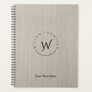 Agenda Guión elegante monogramado de estilo rústico beige