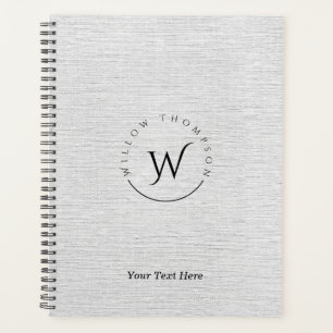 Agenda Guión elegante monogramado Rústico Gris Linen