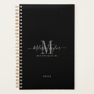 Agenda Guión manuscrito blanco y negro moderno