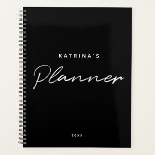 Agenda Guión Minimalista blanco negro moderno personaliza