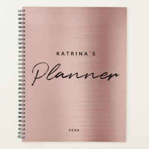 Agenda Guión Minimalista Rosa moderno de oro rosado perso