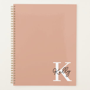 Agenda Guión moderno de monograma rosa Rubor