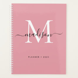 Agenda Guión moderno monograma Rubor Dusty Pink Girly Scr