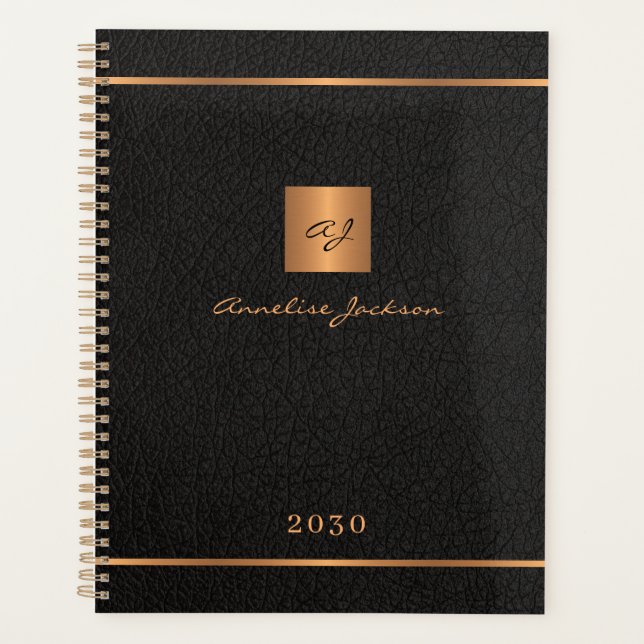 Agenda Guión moderno monogramado de nombre elegante en or (Anverso)