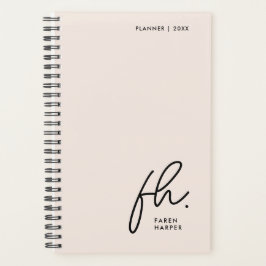 Agenda Guión Monograma simple elegante Rubor Feminine ros