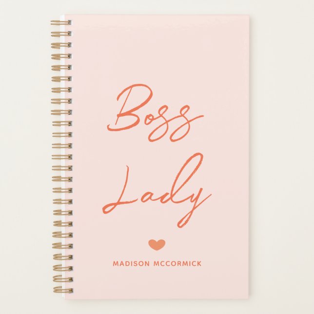 Agenda Guión Naranja de Boss Lady Modern Pastel Personali (Anverso)