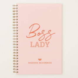 Agenda Guión Naranja rosa moderno de Boss Lady Personaliz